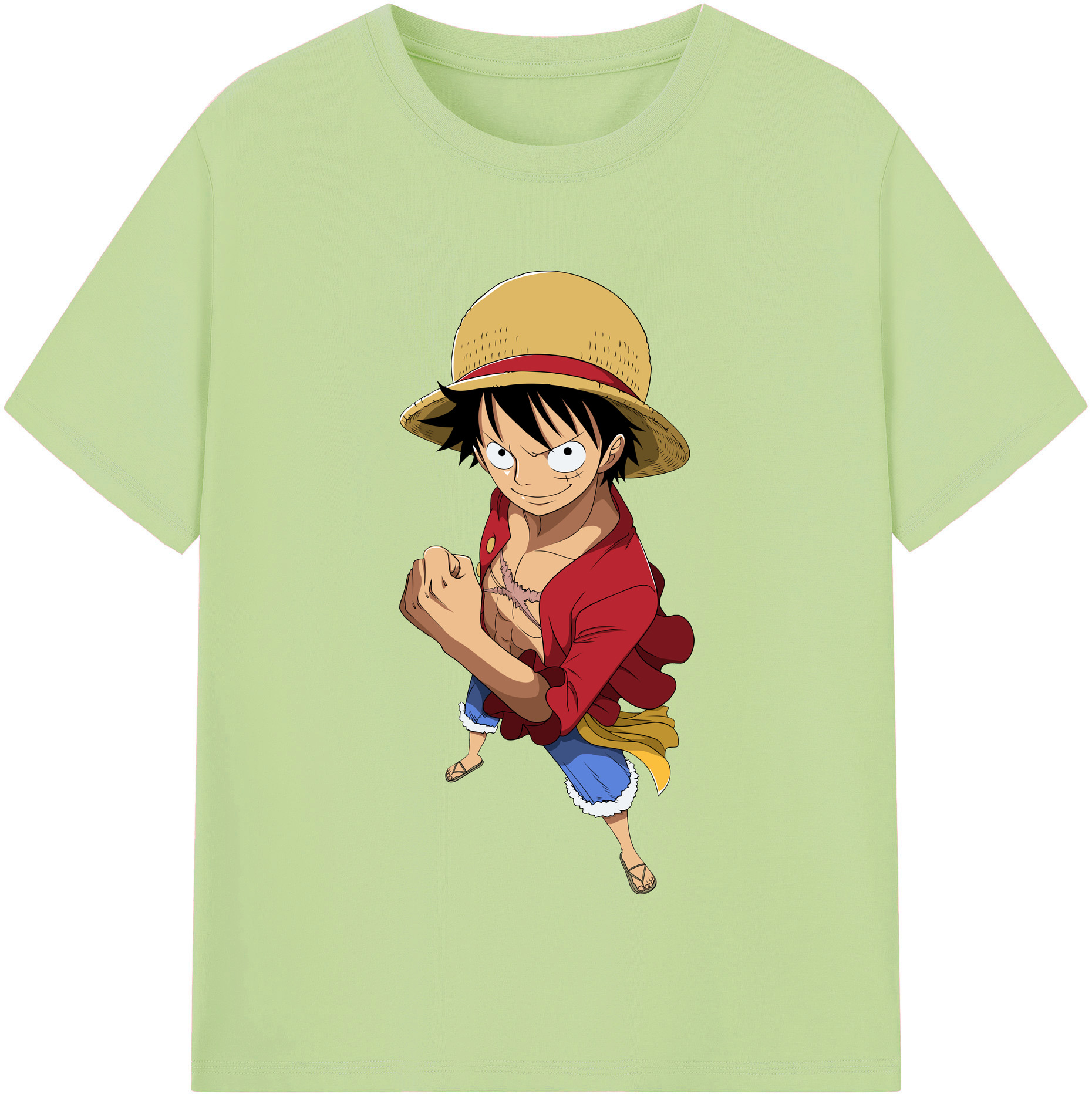 ワンピース モンキー・D・ルフィ ONE PIECE Monkey D. Luffy 綿100％半袖Tシャツ（フロントプリント）